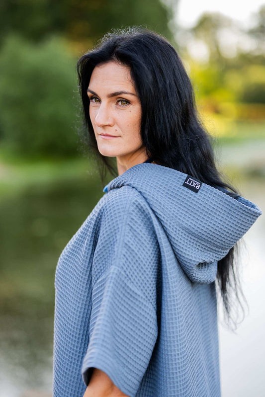 Short-Sleeve Surf Poncho - Cotton Waffle