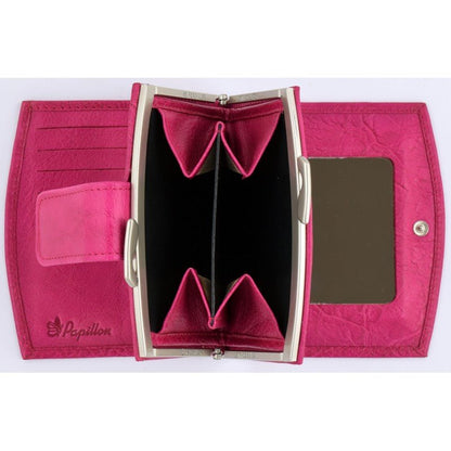 Handmade Leather Women's Wallet with Mirror - 8 Card Slots by Papillon - Arctic Elegance