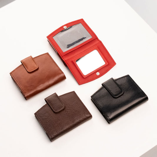 Handmade Leather Women's Wallet with Mirror - 8 Card Slots by Papillon - Arctic Elegance