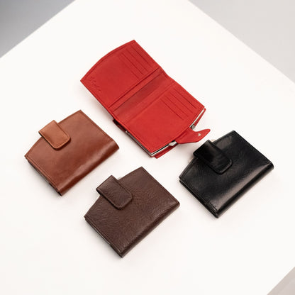 Handmade Leather Women's Wallet with Mirror - 8 Card Slots by Papillon - Arctic Elegance