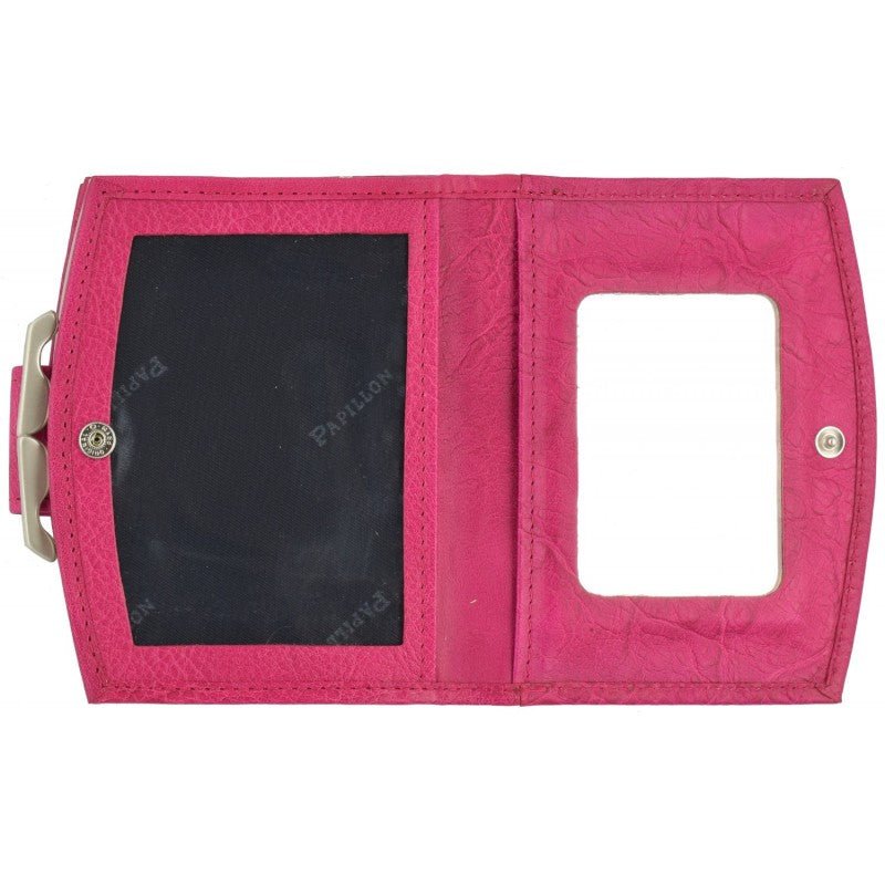 Handmade Leather Women's Wallet with Mirror - 8 Card Slots by Papillon - Arctic Elegance