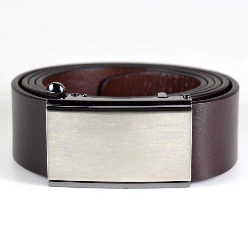 Men's Full - Grain Leather Belt - Adjustable Ratchet Buckle, 35mm Width - Arctic Elegance